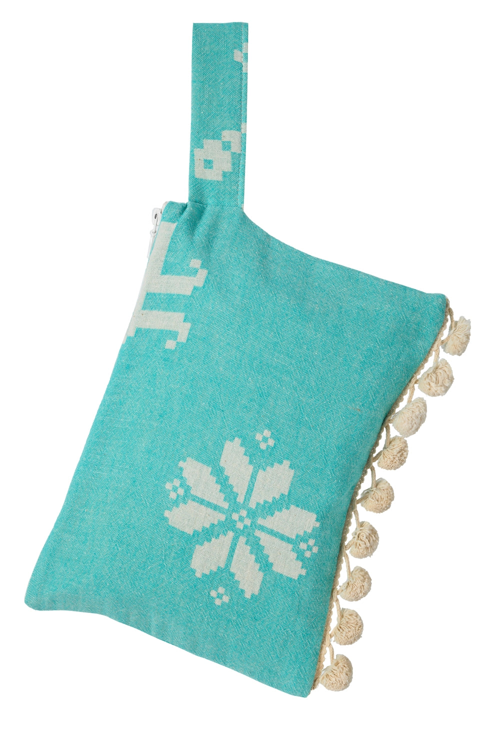 X Clutch Kentima Emerald & Navy Blue Ponpon