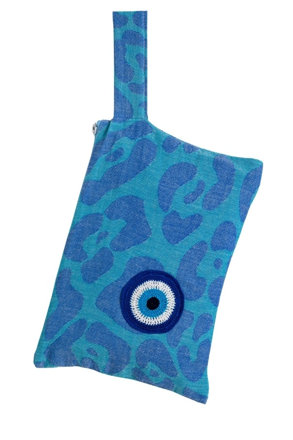 X Clutch Keros P.Blue & Turquoise Mati Motif